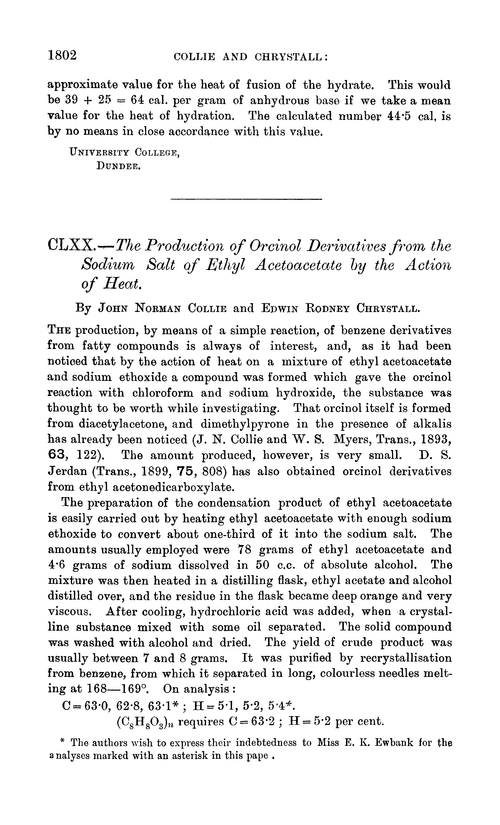 CLXX.—The production of orcinol derivatives from the sodium salt of ethyl acetoacetate by the action of heat