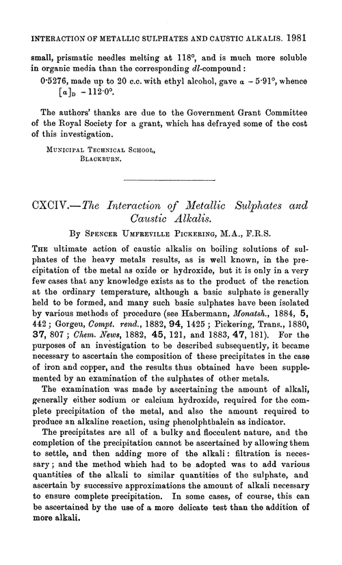 CXCIV.—The interaction of metallic sulphates and caustic alkalis