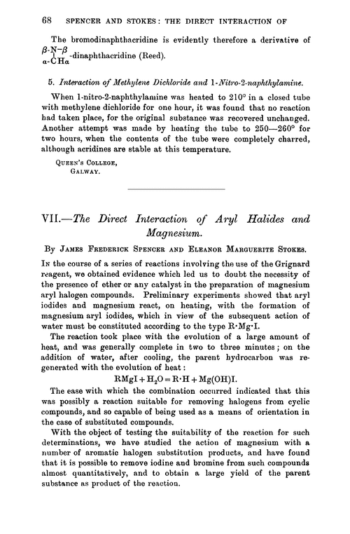 VII.—The direct interaction of aryl halides and magnesium