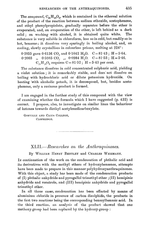 XLII.—Researches on the anthraquinones