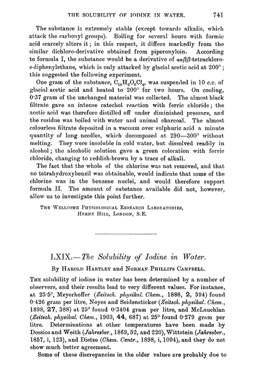 LXIX.—The solubility of iodine in water