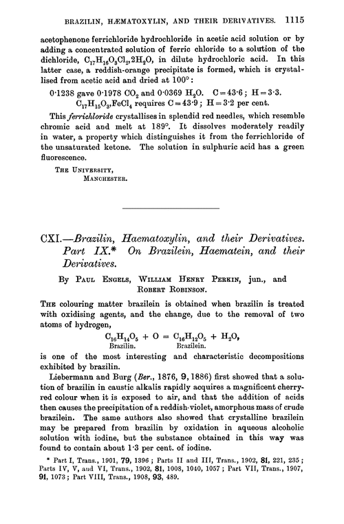 CXI.—Brazilin, haematoxylin, and their derivatives. Part IX. On brazilein, haematein, and their derivatives
