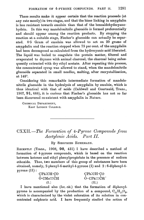 CXXII.—The formation of 4-pyrone compounds from acetylenic acids. Part II