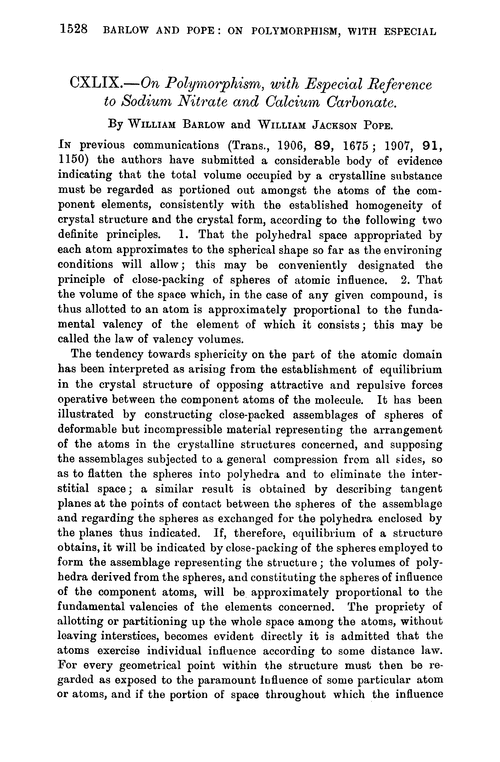 CXLIX.—On polymorphism, with especial reference to sodium nitrate and calcium carbonate