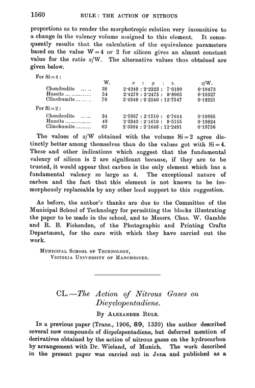 CL.—The action of nitrous gases on dicyclopentadiene