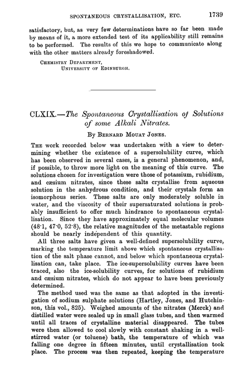 CLXIX.—The spontaneous crystallisation of solutions of some alkali nitrates