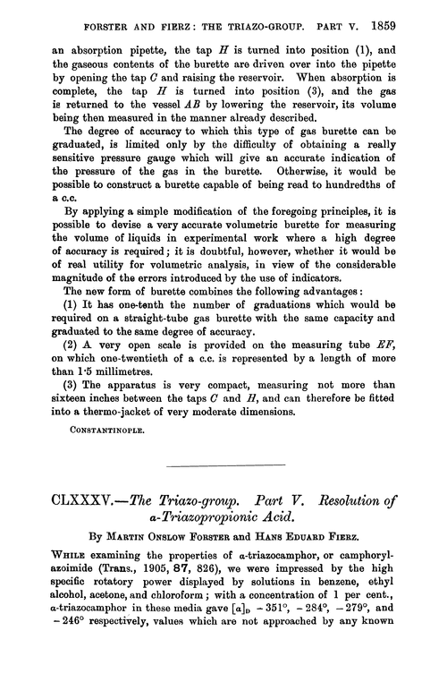 CLXXXV.—The triazo-group. Part V. Resolution of α-triazopropionic acid