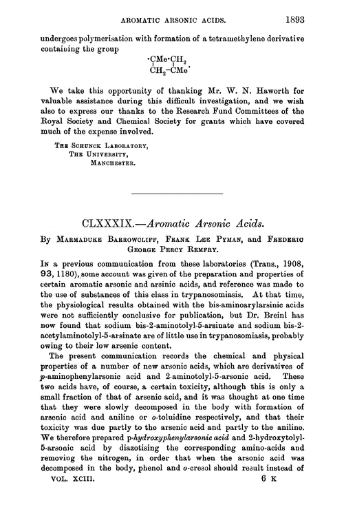 CLXXXIX.—Aromatic arsonic acids