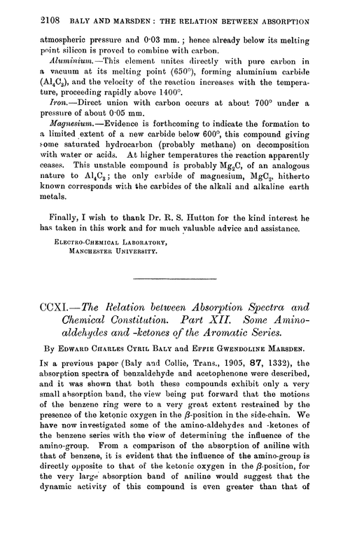 CCXI.—The relation between absorption spectra and chemical constitution. Part XII. Some amino-aldehydes and -ketones of the aromatic series