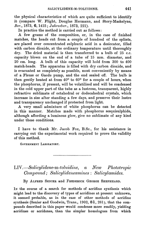 LIV.—Salicylidene-m-toluidine, a new phototropic compound; salicylideneamines: salicylamides