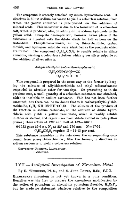 LVII.—Analytical investigation of zirconium metal