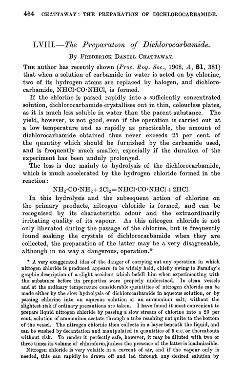 LVIII.—The preparation of dichlorocarbamide