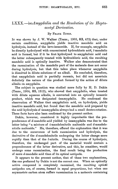 LXXX.—isoAmygdalin and the resolution of its hepta-acetyl derivative