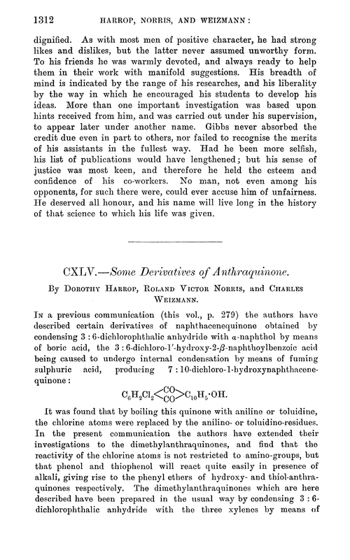 CXLV.—Some derivatives of anthraquinone