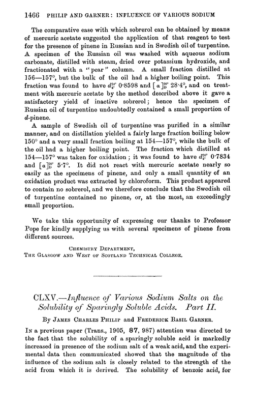 CLXV.—Influence of various sodium salts on the solubility of sparingly soluble acids. Part II