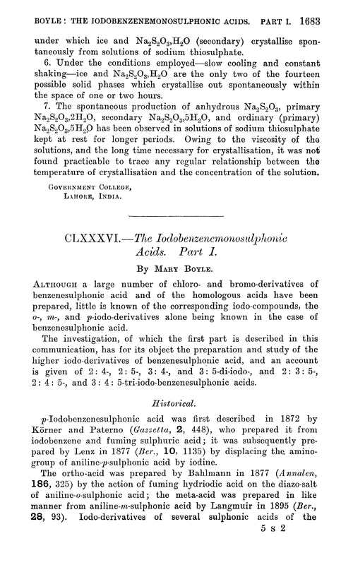 CLXXXVI.—The iodobenzenemonosulphonic acids. Part I