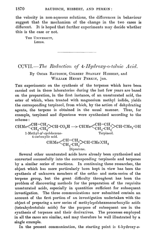 CCVII.—The reduction of 4-hydroxy-o-toluic acid