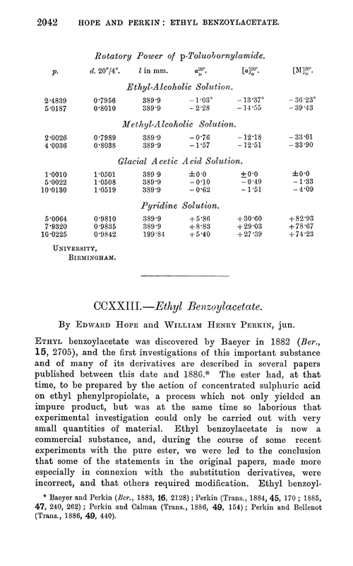 CCXXIII.—Ethyl benzoylacetate