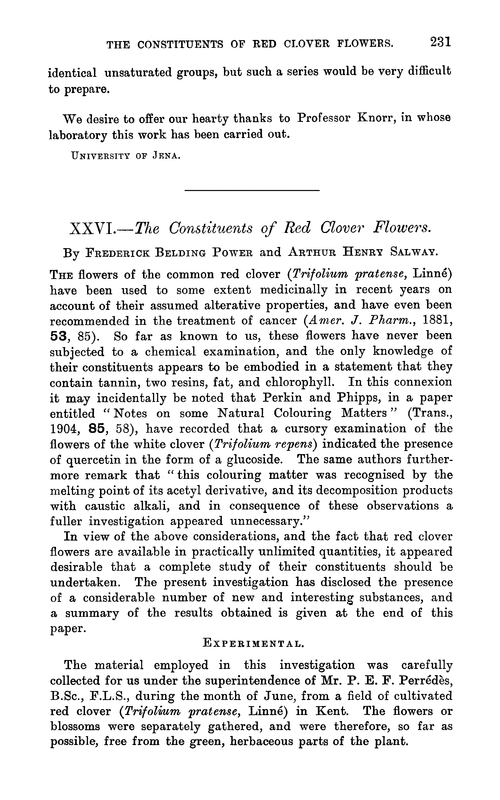 XXVI.—The constituents of red clover flowers