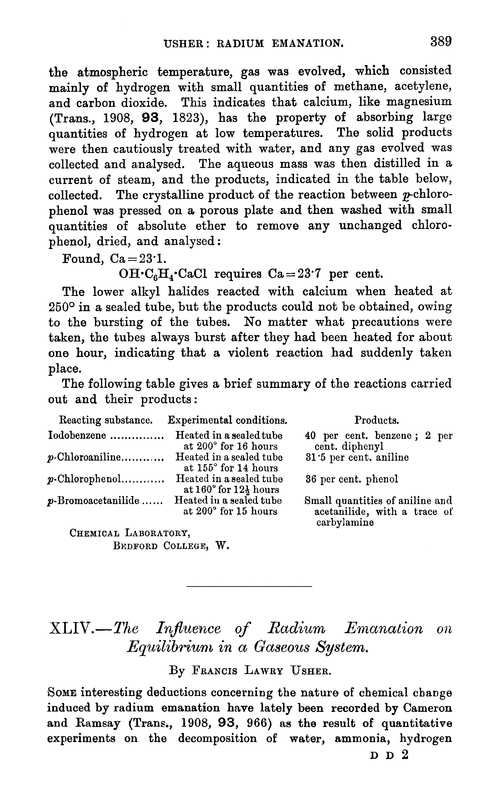 XLIV.—The influence of radium emanation on equilibrium in a gaseous system