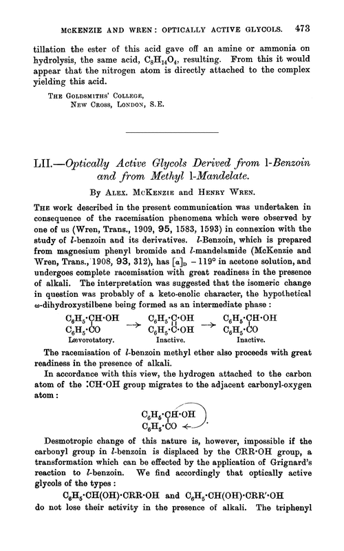 LII.—Optically active glycols derived from l-benzoin and from methyl l-mandelate