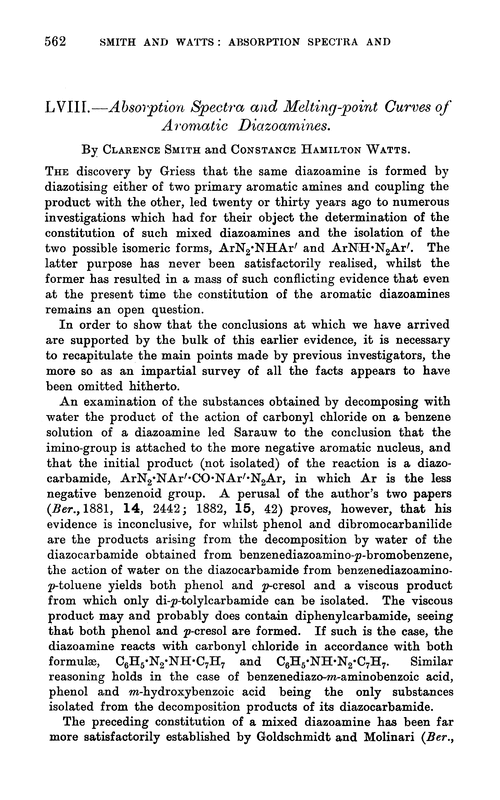 LVIII.—Absorption spectra and melting-point curves of aromatic diazoamines