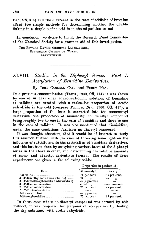 XLVIII.—Studies in the diphenyl series. Part I. Acetylation of benzidine derivatives