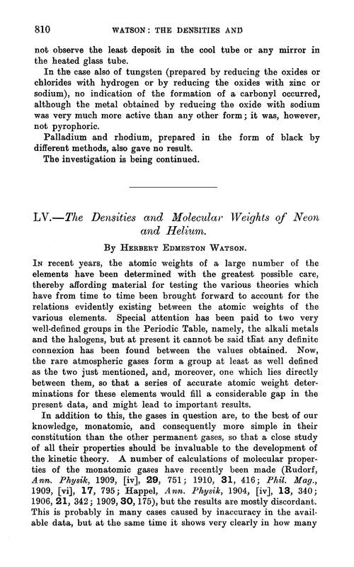 LV.—The densities and molecular weights of neon and helium