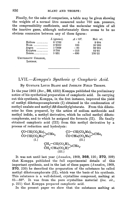 LVII.—Komppa's synthesis of camphoric acid