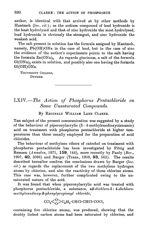 LXIV.—The action of phosphorus pentachloride on some unsaturated compounds