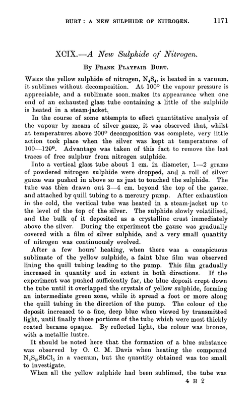XCIX.—A new sulphide of nitrogen
