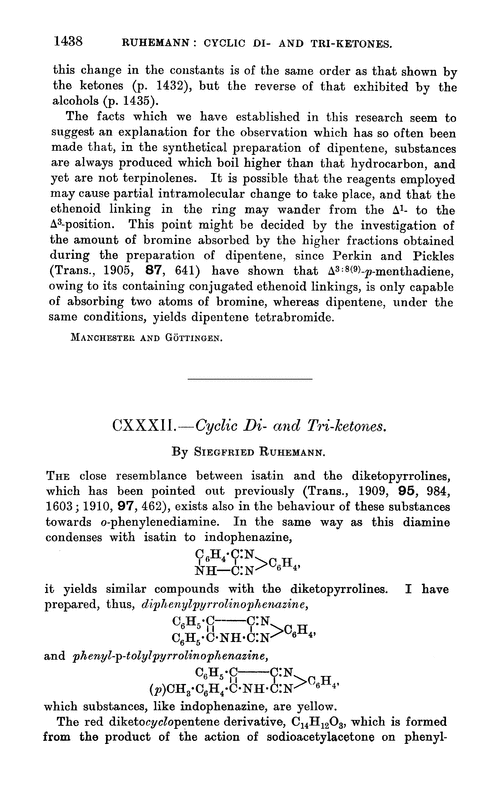 CXXXII.—Cyclic di- and tri-ketones