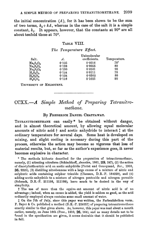 CCXX.—A simple method of preparing tetranitromethane