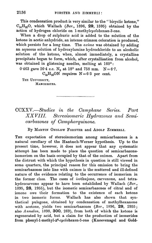 CCXXV.—Studies in the camphane series. Part XXVIII. Stereoisomeric hydrazones and semicarbazones of camphorquinone