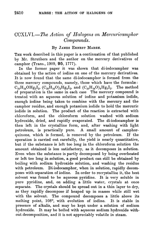 CCXLVI.—The action of halogens on mercuricamphor compounds
