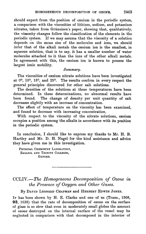CCLIV.—The homogeneous decomposition of ozone in the presence of oxygen and other gases