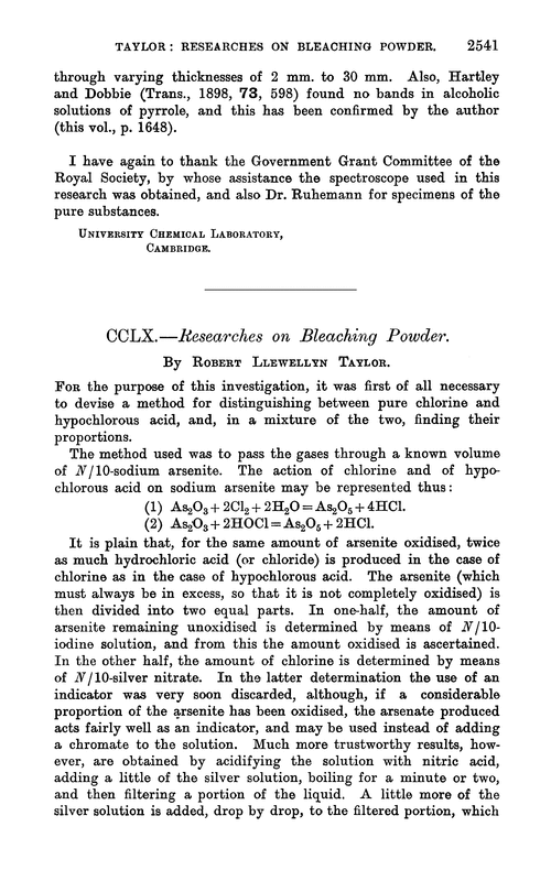 CCLX.—Researches on bleaching powder