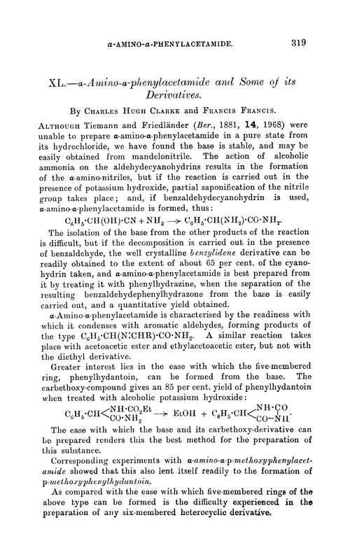 XL.—α-Amino-α-phenylacetamide and some of its derivatives