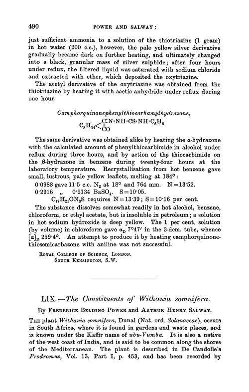 LIX.—The constituents of Withania somnifera