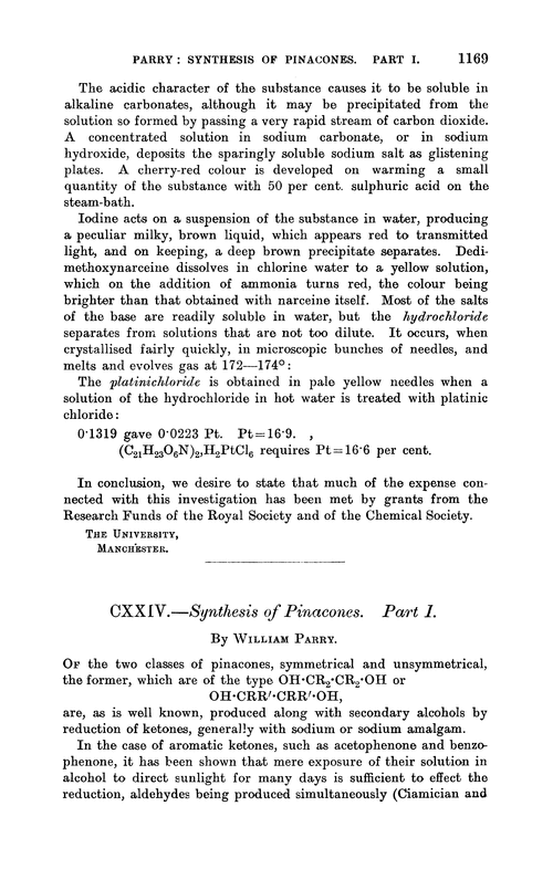 CXXIV.—Synthesis of pinacones. Part I