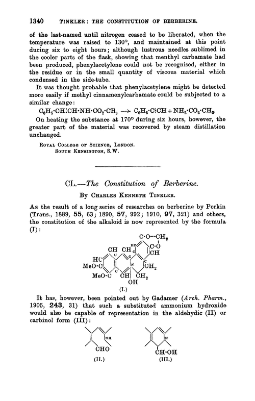 CL.—The constitution of berberine