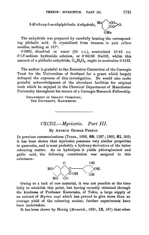 CXCIII.—Myricetin. Part III