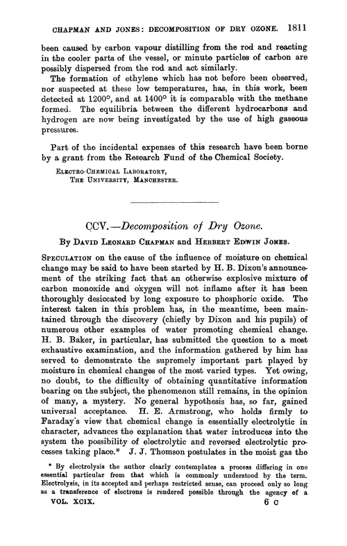 CCV.—Decomposition of dry ozone
