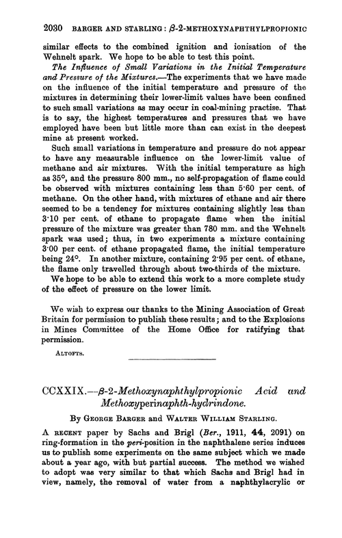 CCXXIX.—β-2-Methoxynaphthylpropionic acid and methoxyperinaphth-hydrindone