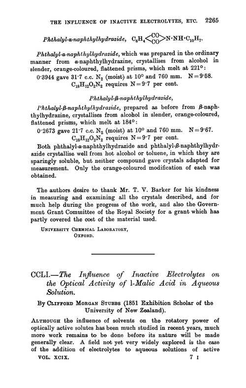 CCLI.—The influence of inactive electrolytes on the optical activity of l-malic acid in aqueous solution