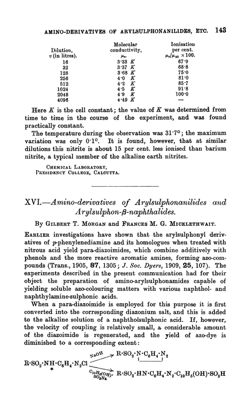 XVI.—Amino-derivatives of arylsulphonanilides and arylsulphon-β-naphthalides