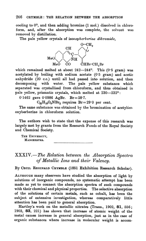 XXXIV.—The relation between the absorption spectra of metallic ions and their valency