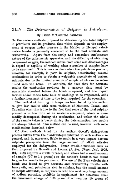 XLIV.—The determination of sulphur in petroleum