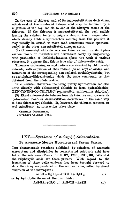 LXV.—Syntheses of 3-oxy-(1)-thionaphthen