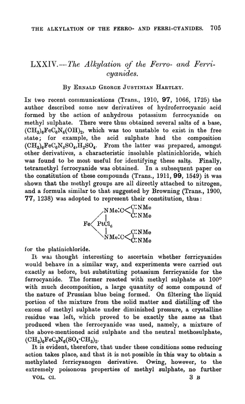 LXXIV.—The alkylation of the ferro- and ferricyanides